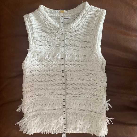 Club Monaco Cream Beige White Fringe Tank Top/Cami | Resort/Beach - Small - Picture 3 of 7